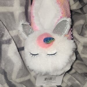 Sparkle Unicorn Plush Slipper for Kids - White & Pink